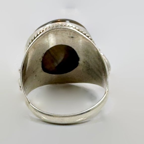 Tiger Eye Ring, Sterling Silver, Tiger's Eye Stone, Brown,Big Stone, Statement - Picture 7 of 7